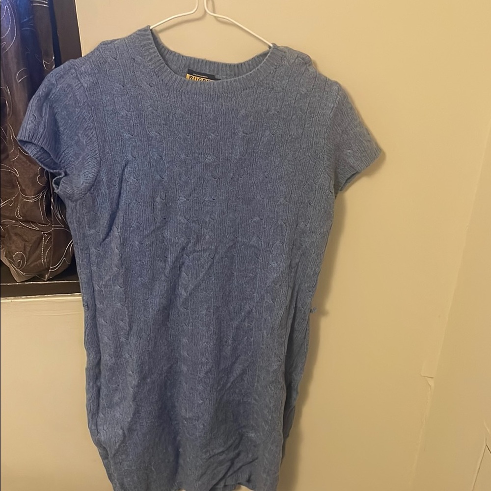 Blue Short Sleeve Knit Dress